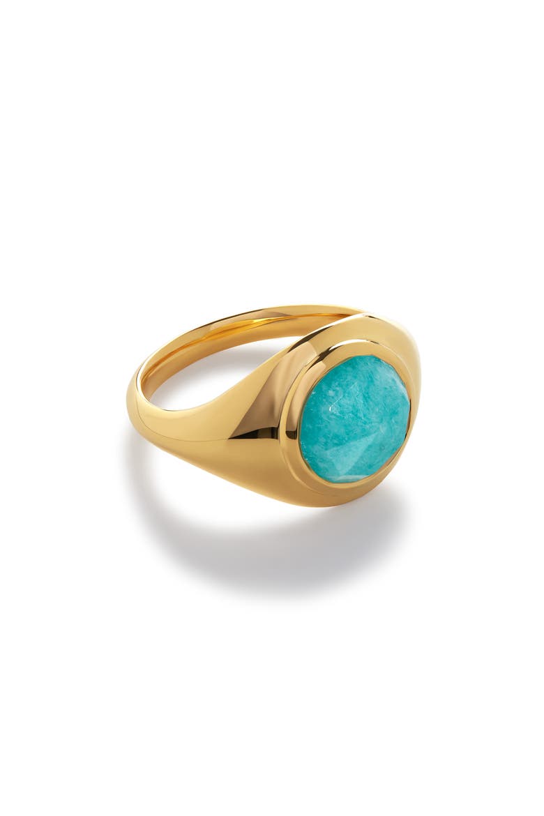 Eclipse Amazonite Signet Ring, Main, color, 18CT GOLD VERMEIL / AMAZONITE