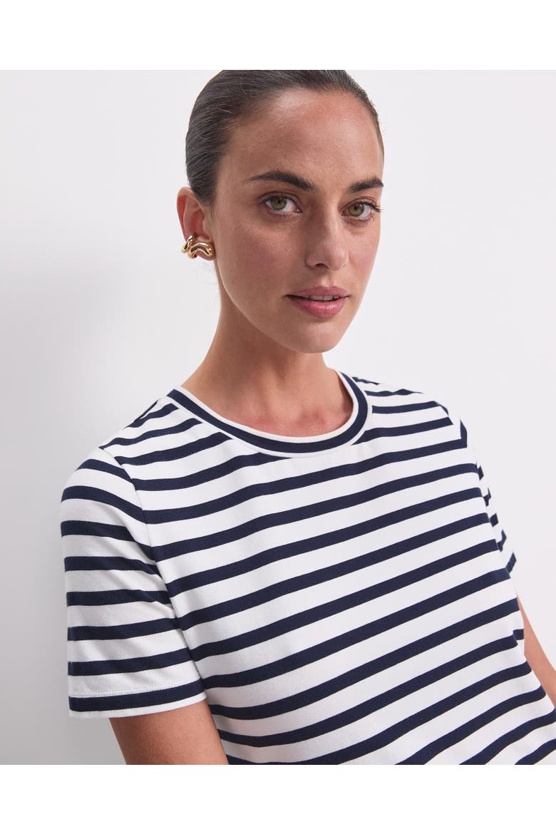 Perfect Crew Neck T-Shirt, Alternate, color, Navy/White