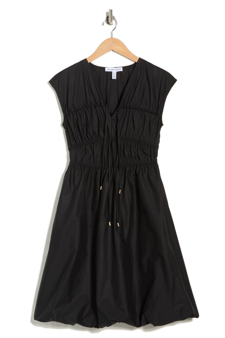 Poplin Cotton Bubble Dress, Alternate, color, BLACK