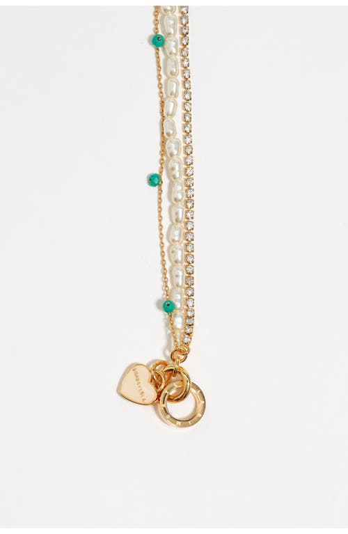 Bimba Y Lola Chain And Pearl Heart Logo Double-layer Bracelet In Gold