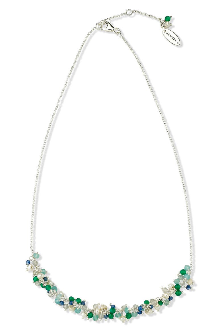 Multi Stone Beaded Statement Necklace, Main, color, AQUA MULTI