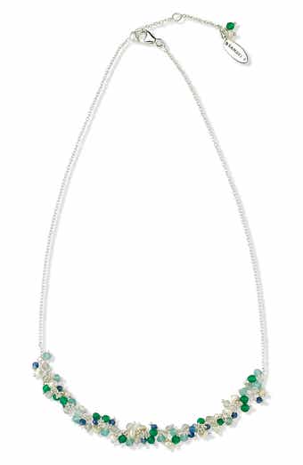 SAMUEL B. Multi Stone Beaded Statement Necklace