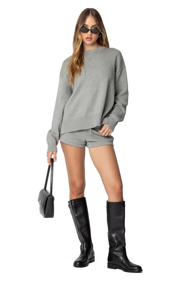 EDIKTED Riley Oversize Rib Sweater, Alternate, color, Gray-Melange