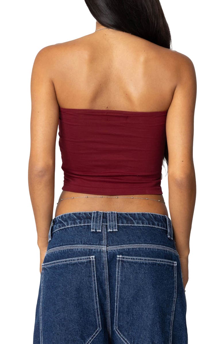 EDIKTED Basic Crop Tube Top, Alternate, color, Burgundy