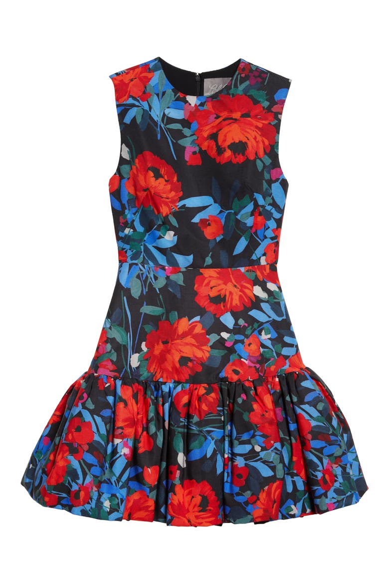 Floral Bubble Hem Dress, Alternate, color, BLACK MULTI