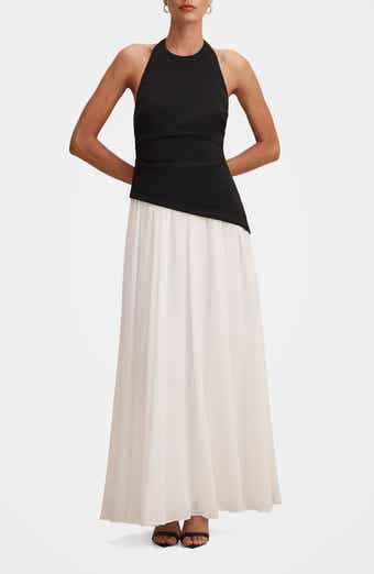 Elise Halter Neck Mixed Media Dress