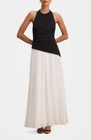 Ever New Elise Halter Neck Mixed Media Dress