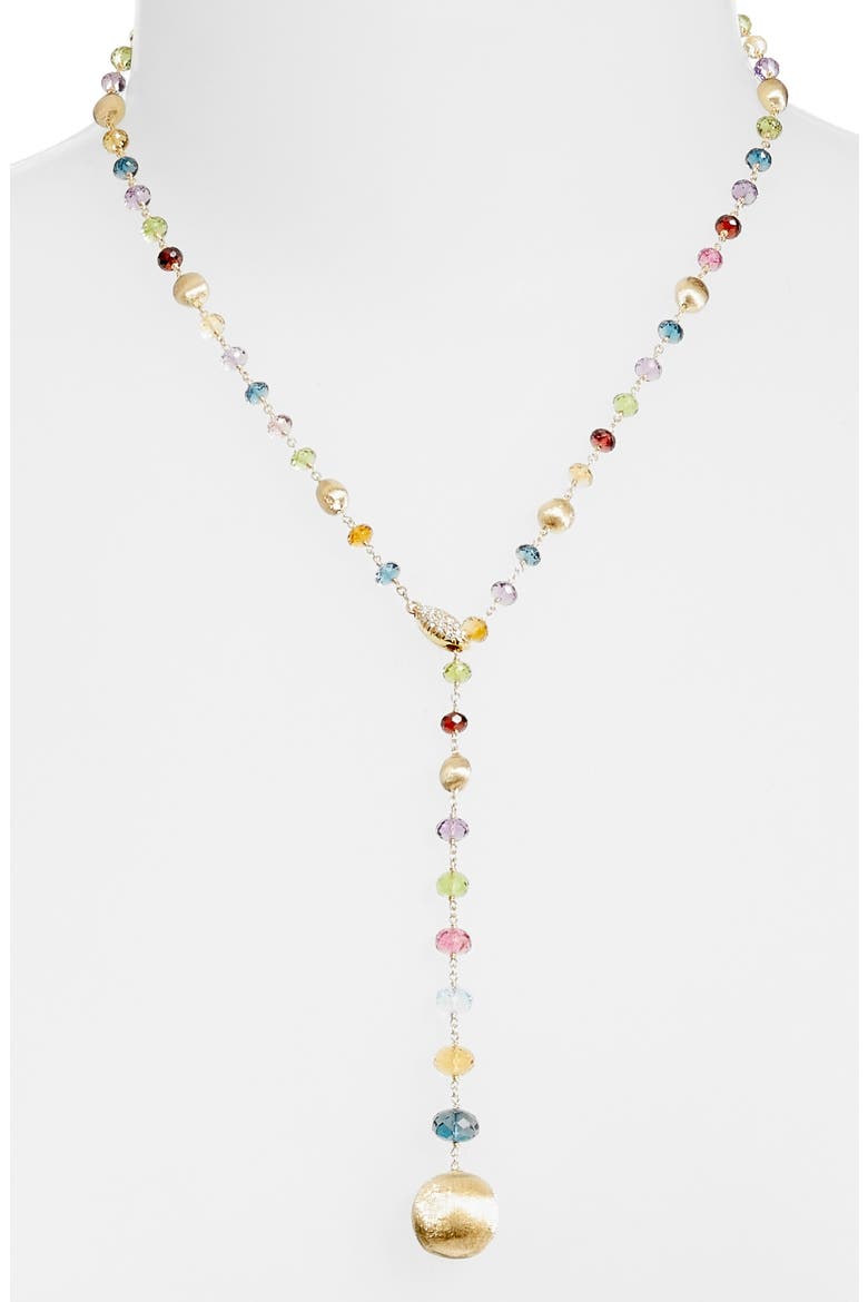 Africa Semiprecious Stone Lariat Necklace, Main, color, YELLOW GOLD
