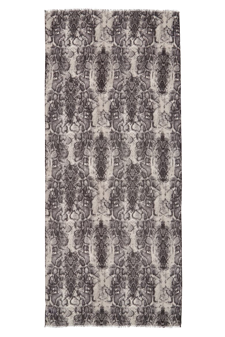 Snake Print Twill Scarf, Alternate, color, GREY