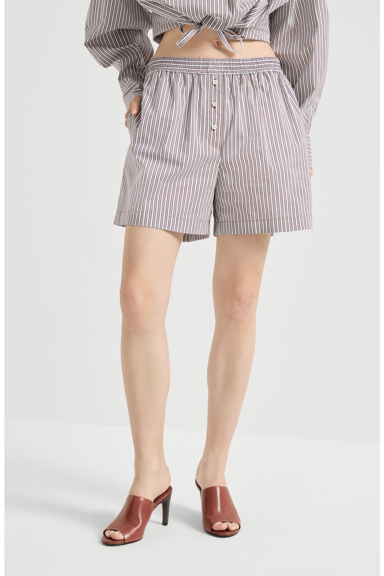 Pyjama-style shorts with monili, Main, color, Bordeaux