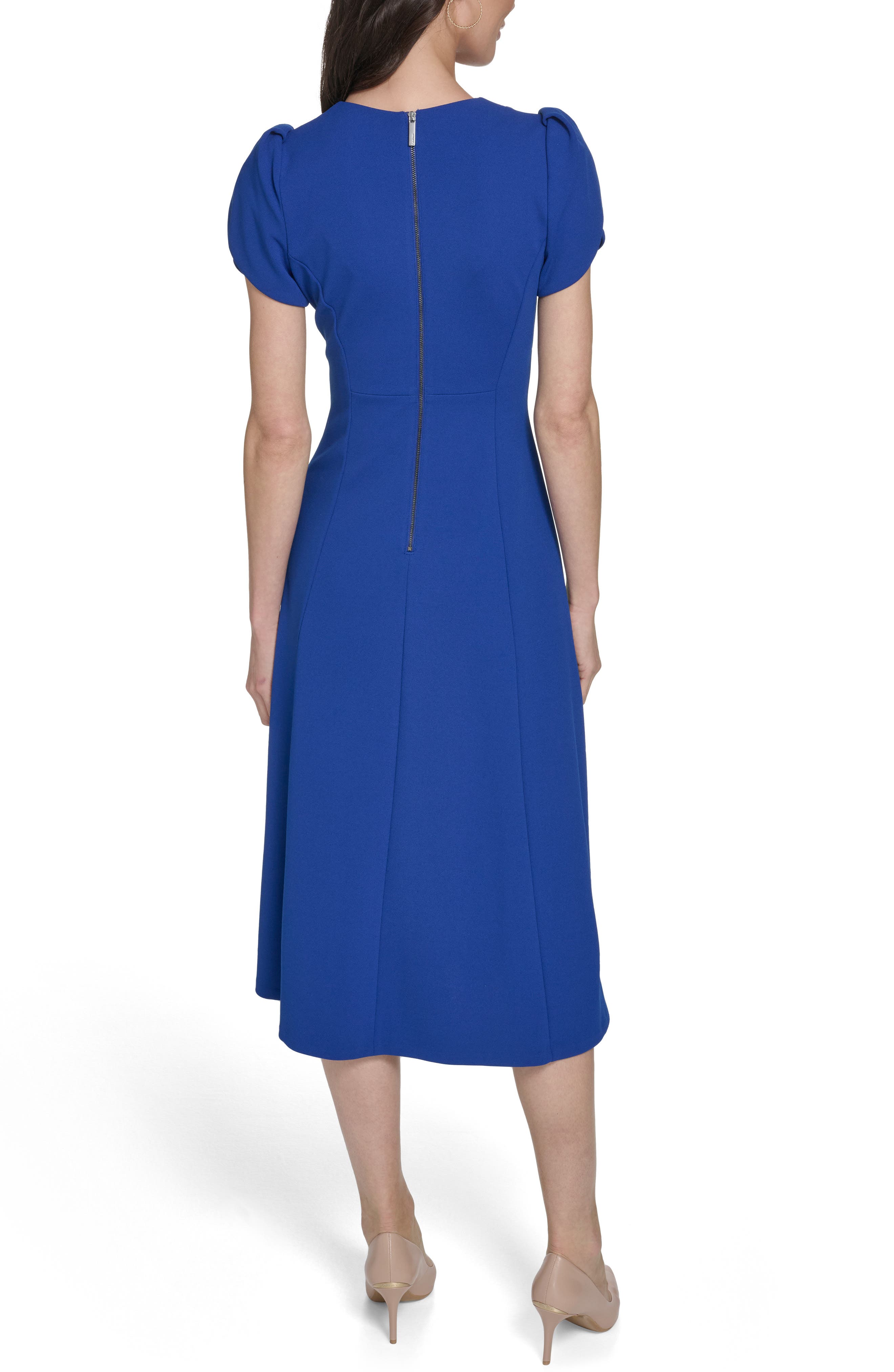 Short Sleeve A-Line Midi Dress - image 4