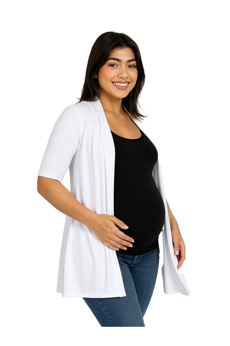 Maternity Loose Fit Open Front Cardigan, Alternate, color, White