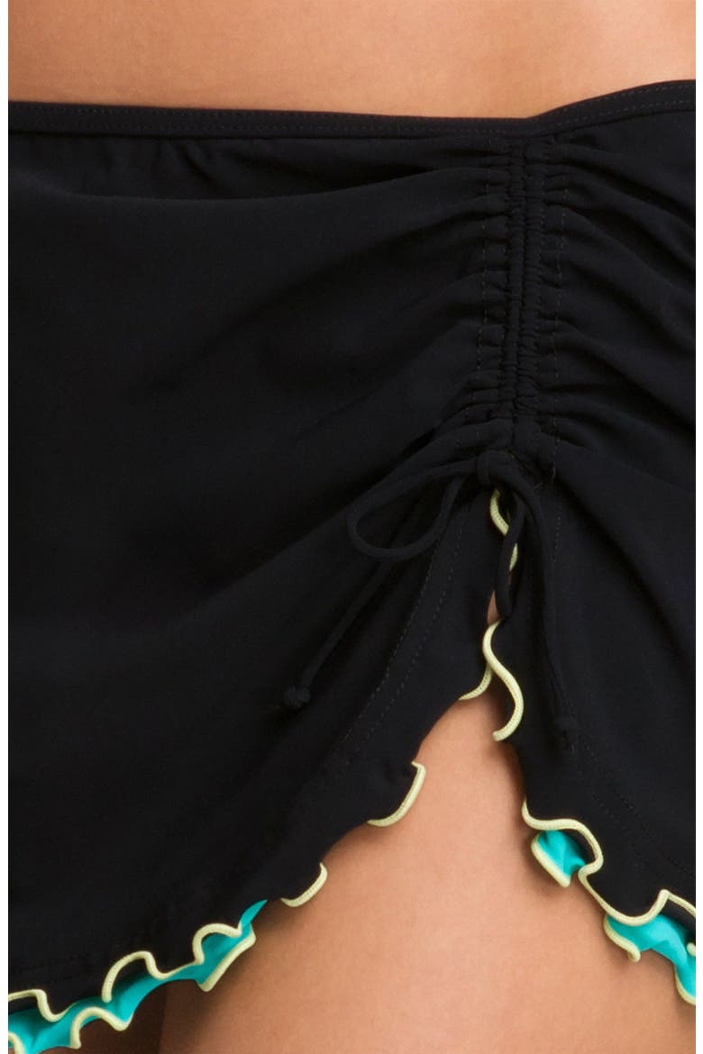 'Tricolore' Skirted Bottoms, Alternate, color, BLACK/ TURQUOISE