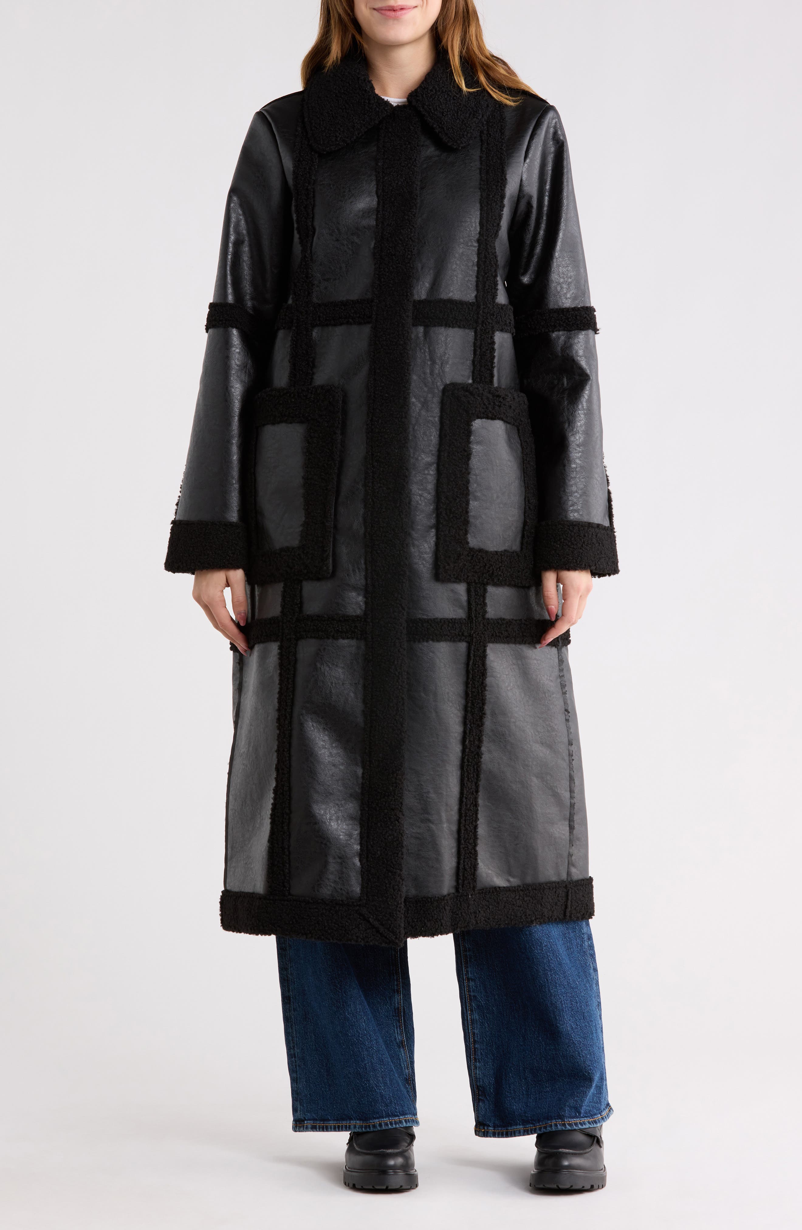 Hutch Ozzie Faux Shearling Trim Coat