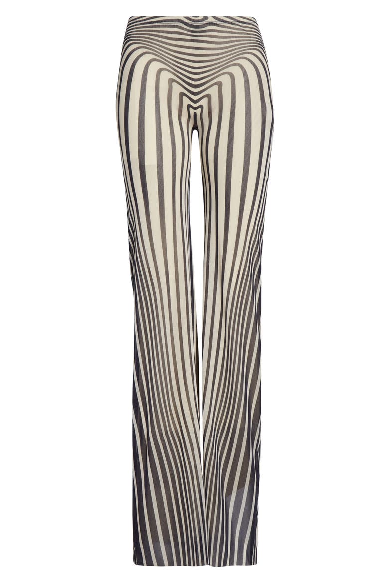Re-Edition Body Morphing Trompe l'Oeil Mesh Flare Pants, Alternate, color, ECRU/ NAVY