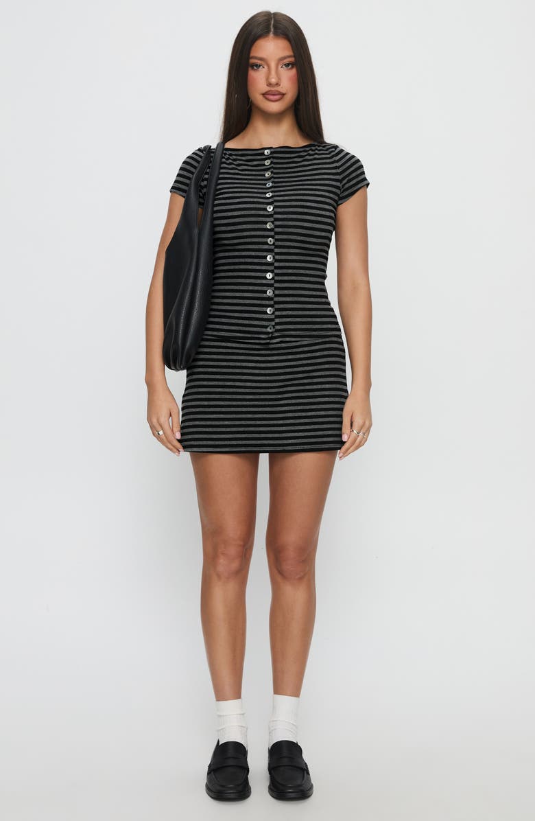 Princess Polly Angellina Stripe Jersey Button-Up Top, Alternate, color, 