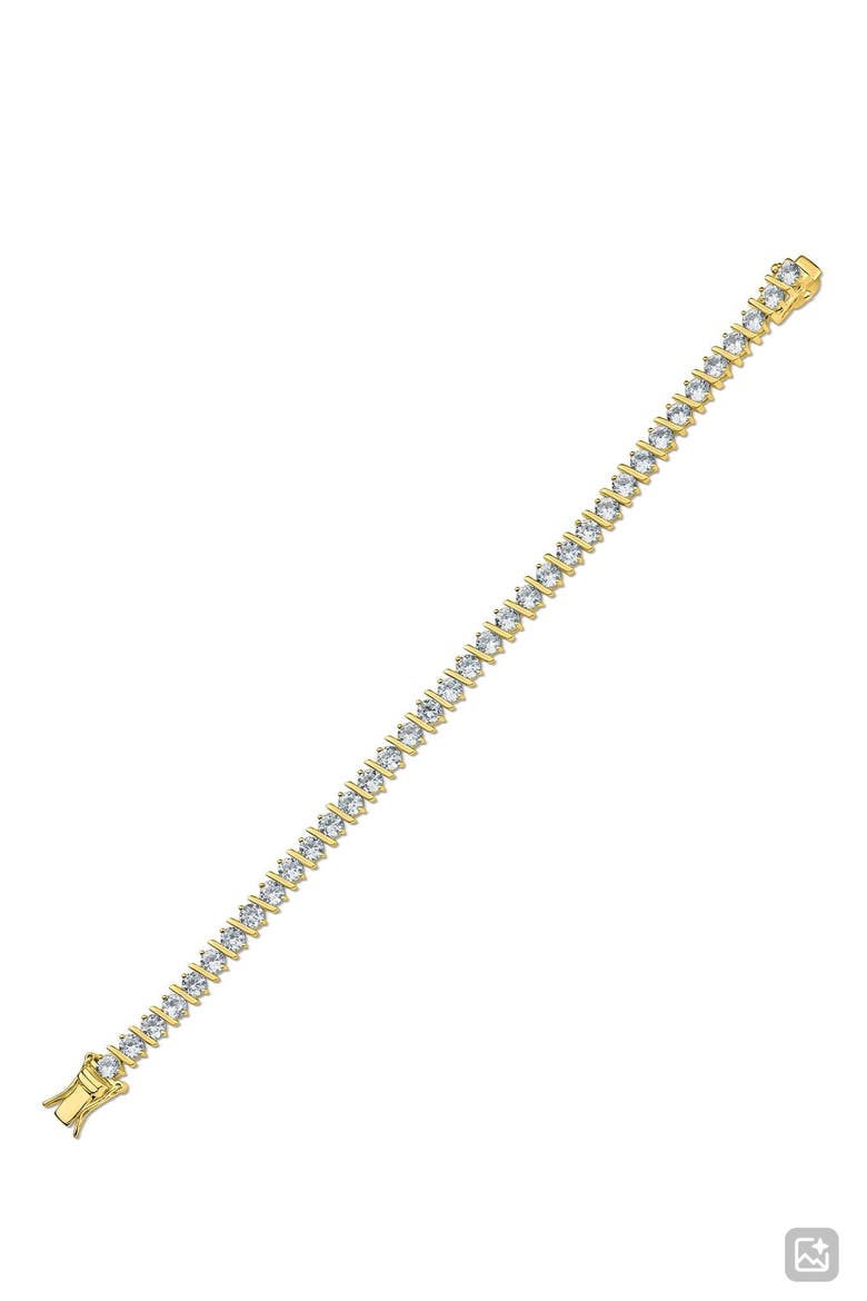 Cubic Zirconia Bar Tennis Bracelet, Alternate, color, GOLD PLATED BRASS