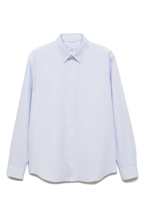 Mango Regular Fit Stripe Cotton Button-up Shirt In Blue