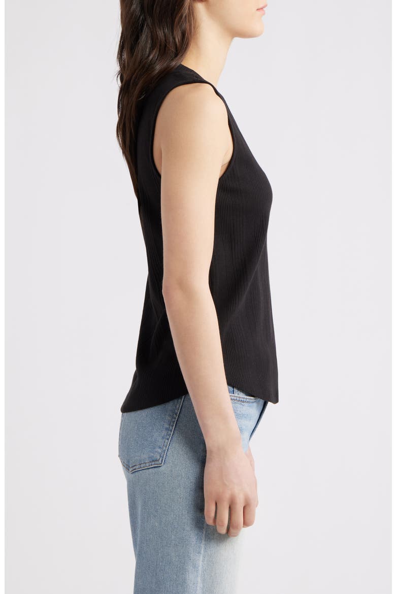 V-Neck Rib Tank, Alternate, color, BLACK