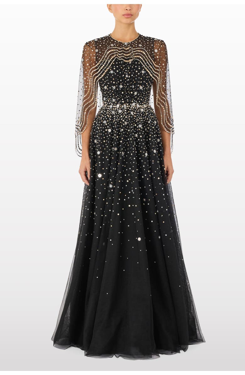 Jenny Packham Oliver Beaded-Appliqué Maxi Dress, Alternate, color, Liquorice