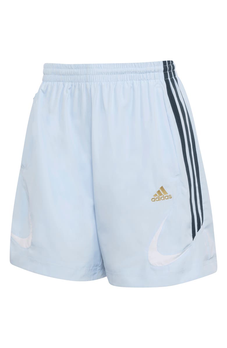 adidas Originals Teamgeist Adicolor Shorts, Alternate, color, Crystal Sky/ Aurora Ink/ White