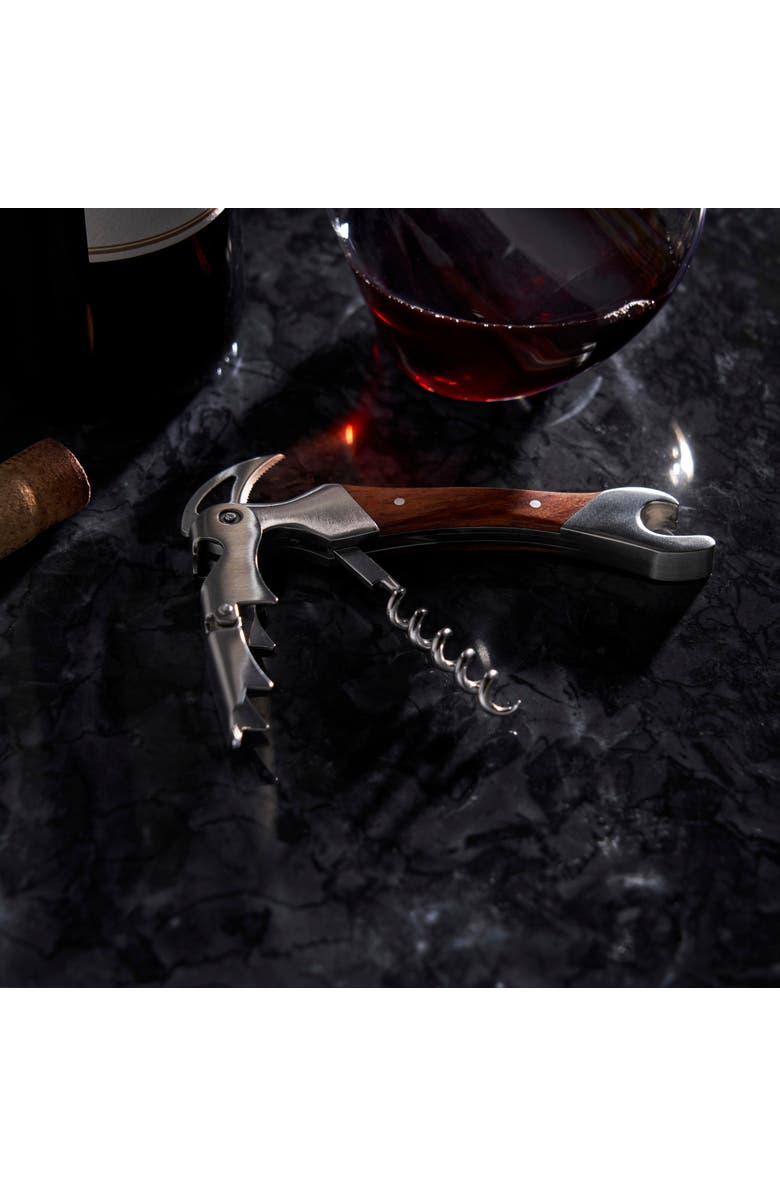 Viski Admiral Double Opener Corkscrew in Stainless Steel, Alternate, color, Wood