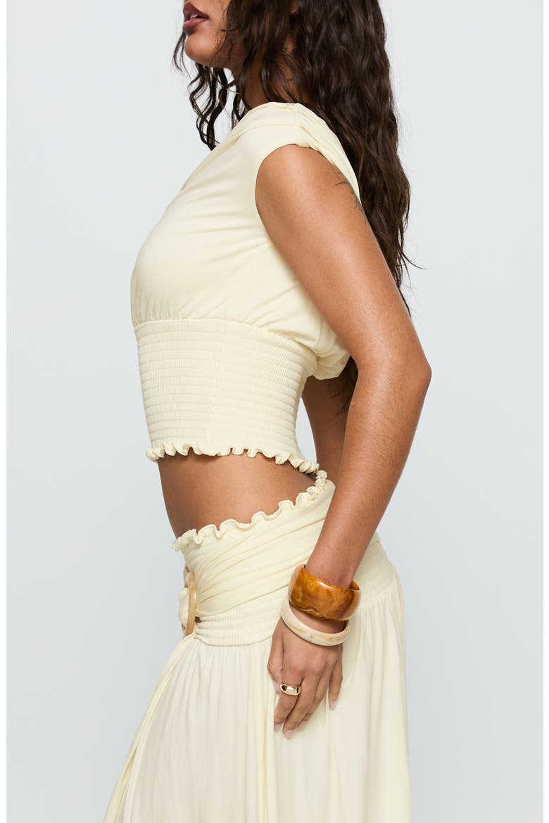 Full Orbit Smocked One-Shoulder Top, Alternate, color, CREAM