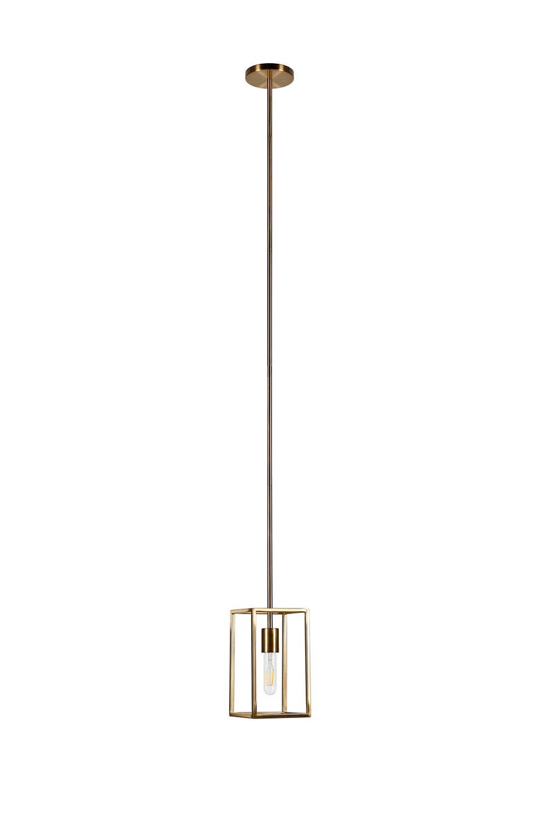 ADDISON AND LANE Cuadro Brass Square Framed Pendant, Main, color, 