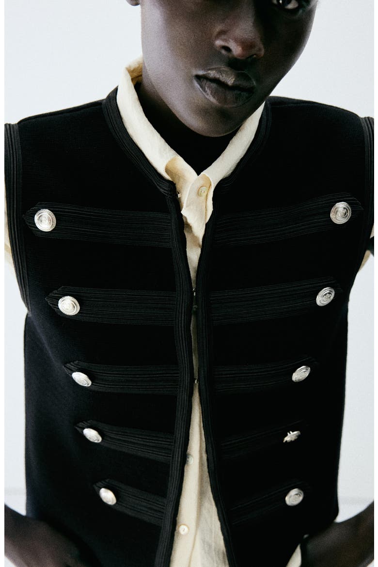 Button Knit Vest, Alternate, color, BLACK