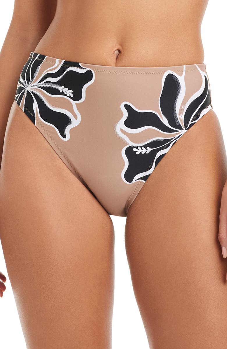 Sanctuary Sequin High Cut One-Piece Swimsuit, Main, color, Toasted Coconut