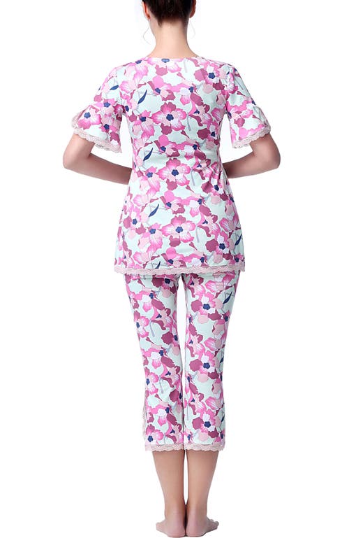 Kimi & Kai Koi Maternity Nursing 2-piece Pajama Set In Pink