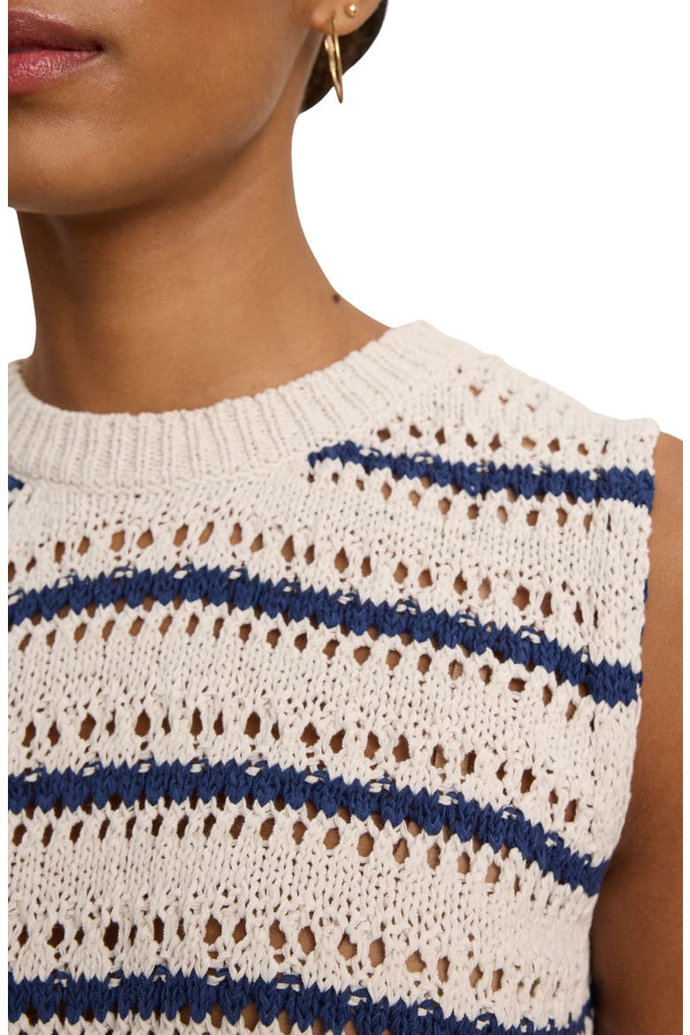 Calista Crochet Sweater Vest, Alternate, color, ECRU/ BLUE MULTI