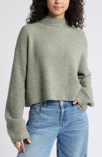 Bp. Oversize Cozy Mock Neck Sweater In Green