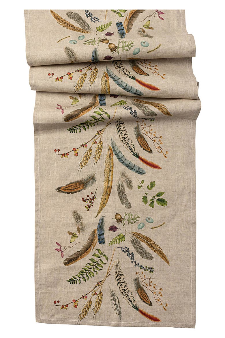 Forest Walk Linen Table Runner, Main, color, CAF AU LAIT