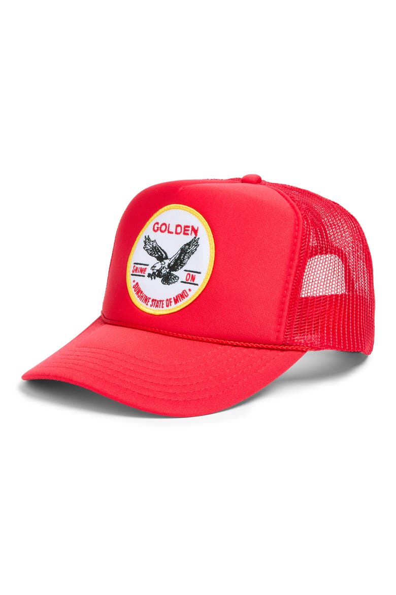 Golden Sunshine State Trucker Hat, Main, color, RED