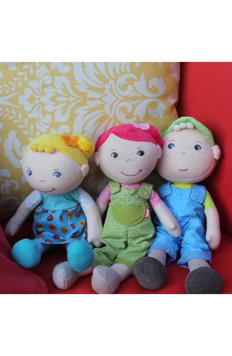 HABA Snug Up Till - 10" Soft Doll, Machine Washable Baby Boy Doll, Snuggly Toddler Plush Figure for 18 Months and Up, Alternate, color, Blue Multi