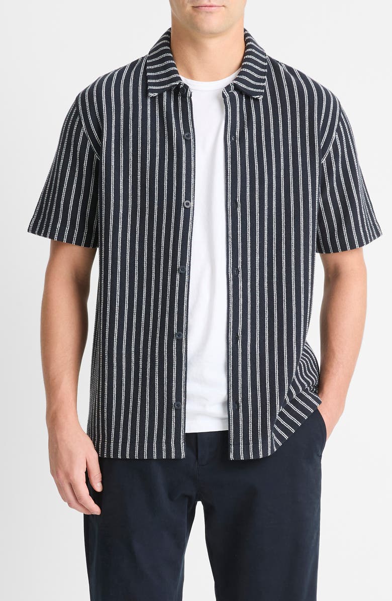 Vince Bouclé Short Sleeve Button-Up Shirt, Main, color, 