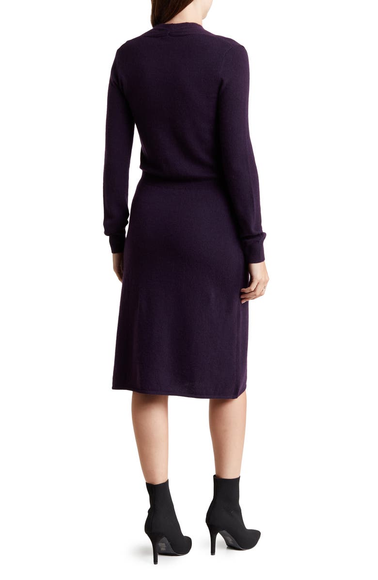 Sofia Cashmere Long Sleeve Cashmere Sweater Dress, Alternate, color, Deep Purple