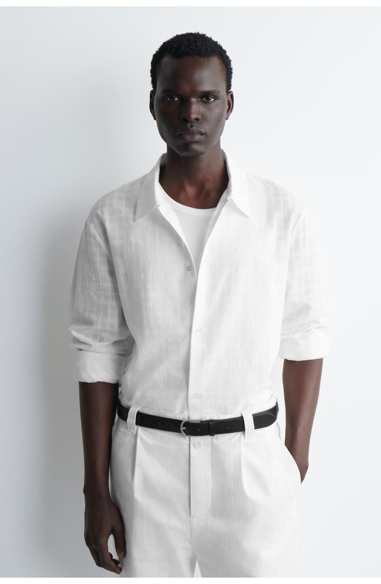 COS Checked Cotton-jacquard Shirt, Main, color, White