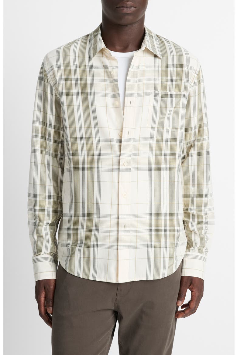 Dunluce Plaid Button-Up Shirt, Main, color, BLANCO/DRIVER GREEN