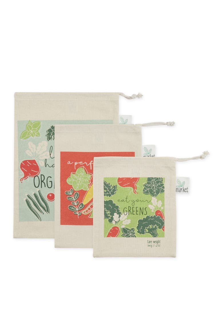 Organic Greens Market Produce Bags Set/3, Main, color, Multi-Color