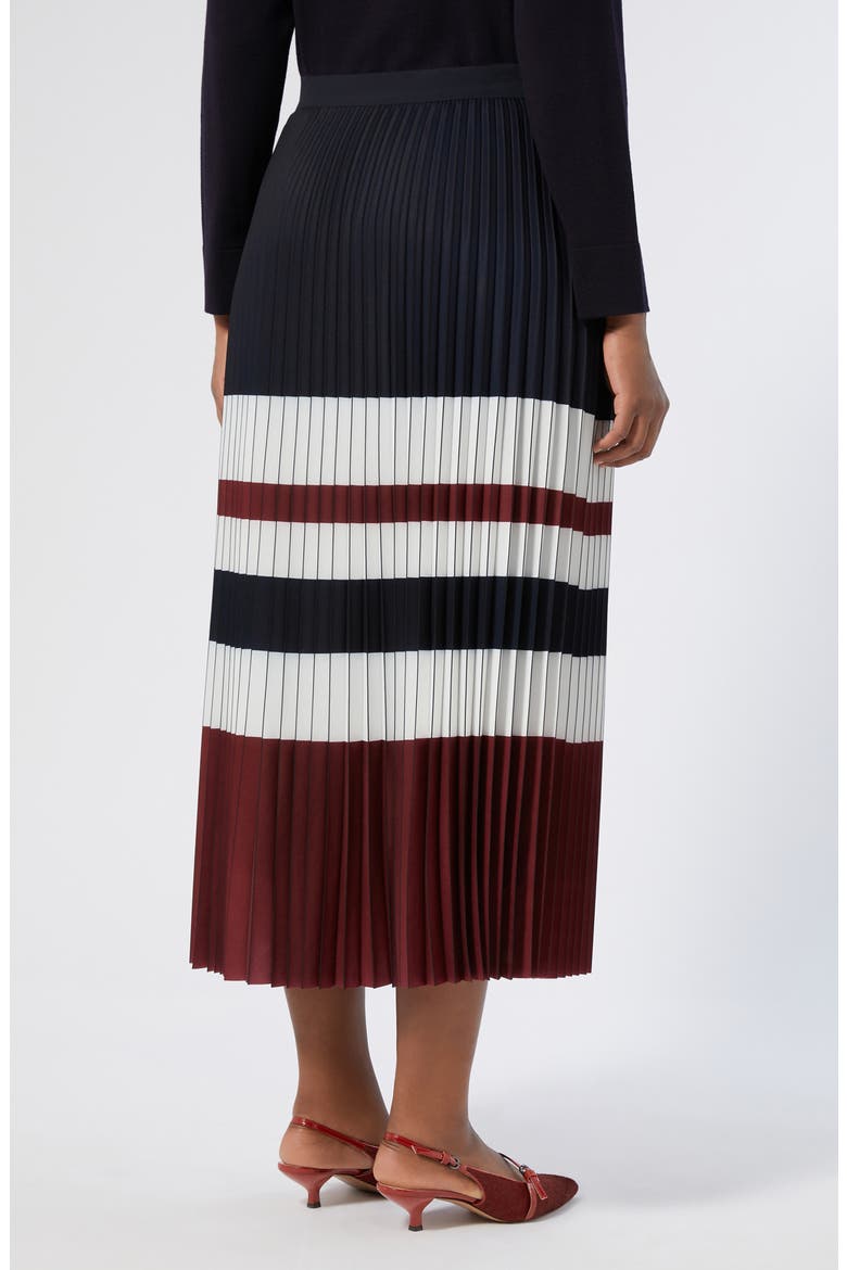 Master Colorblock Pleated Crêpe de Chine Skirt, Alternate, color, CHERRY