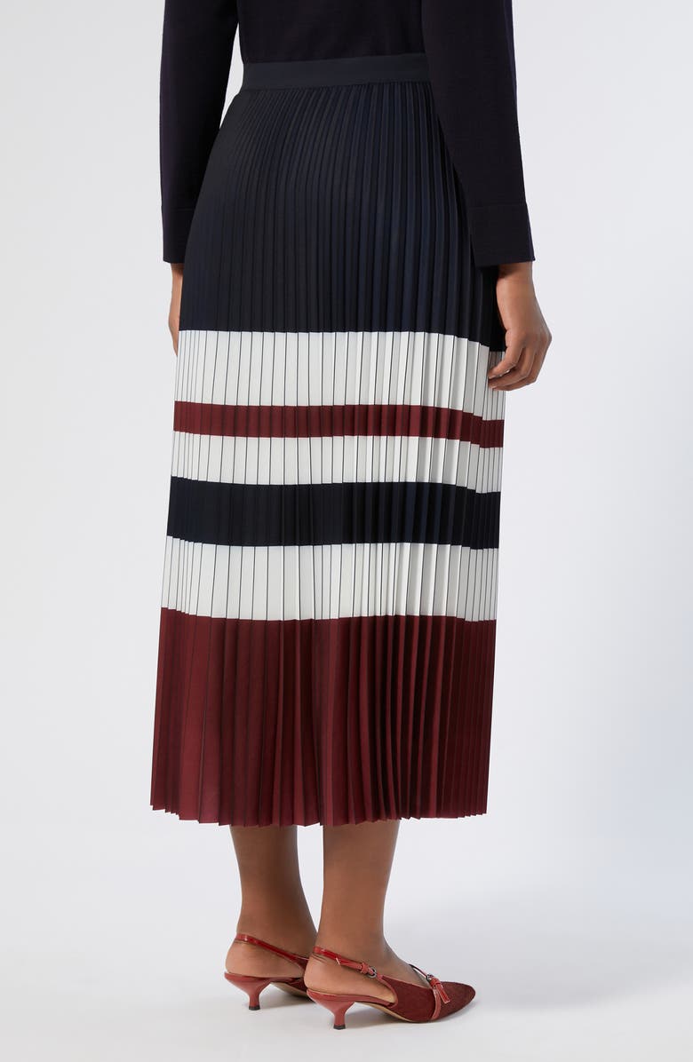 Marina Rinaldi Master Colorblock Pleated Crêpe de Chine Skirt, Alternate, color, Cherry