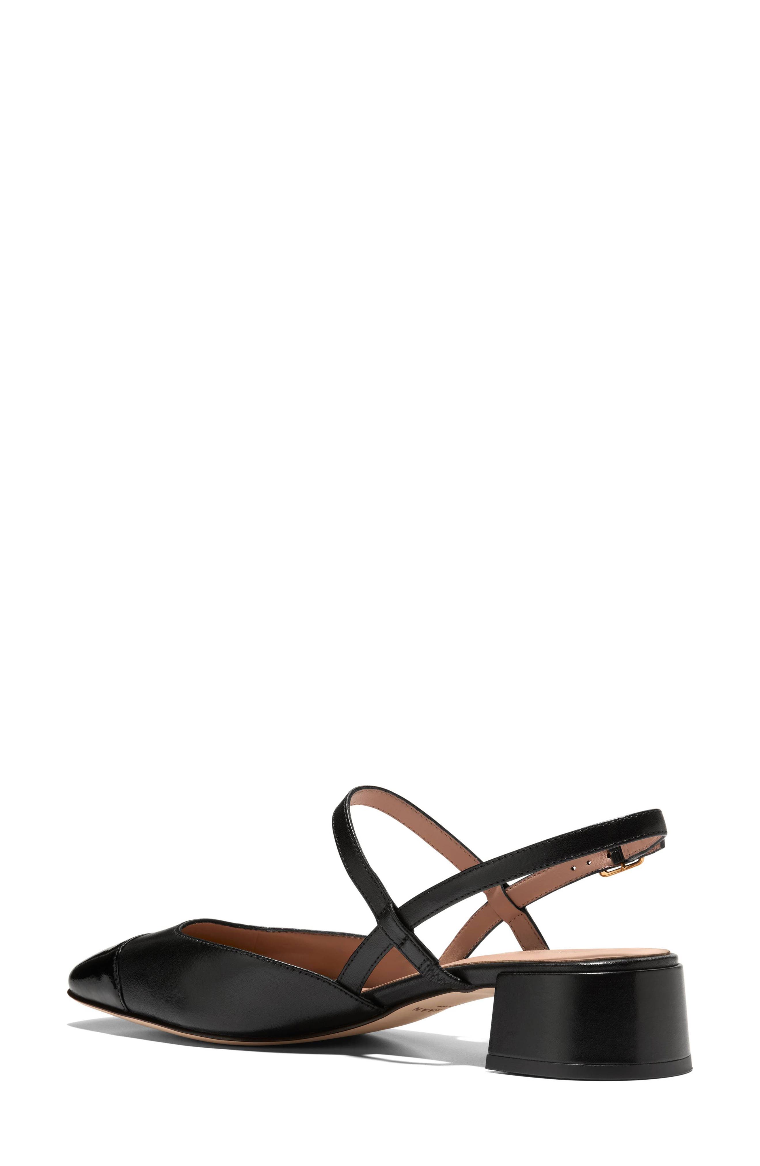 Cole Haan Pella Slingback Pump, Alternate, color, Black Leather/Black Patent