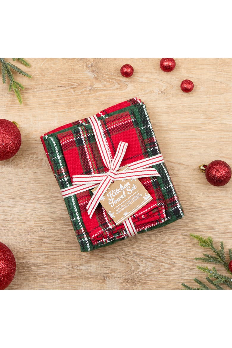 Boughs of Holly Plaid Heavyweight Kitchen Set of 3, Alternate, color, Boughs of Holly Plaids