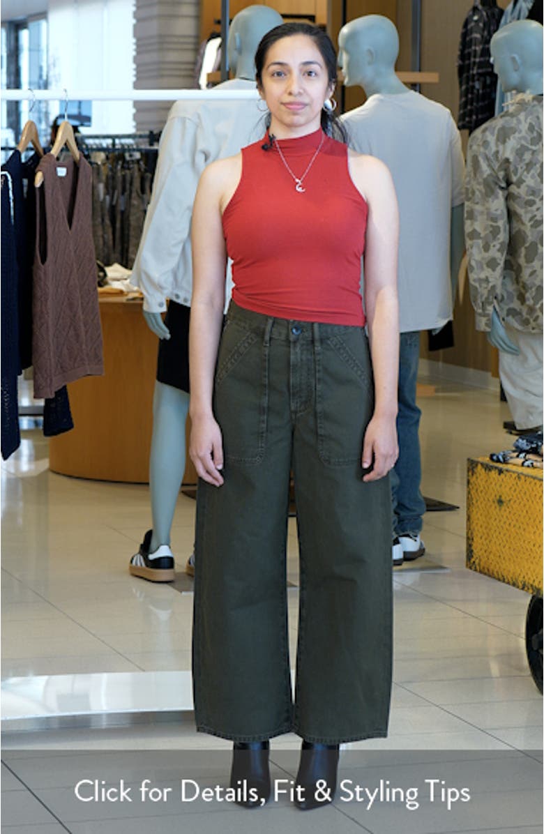 Ayla High Waist Crop Wide Leg Twill Utility Pants, sales video thumbnail