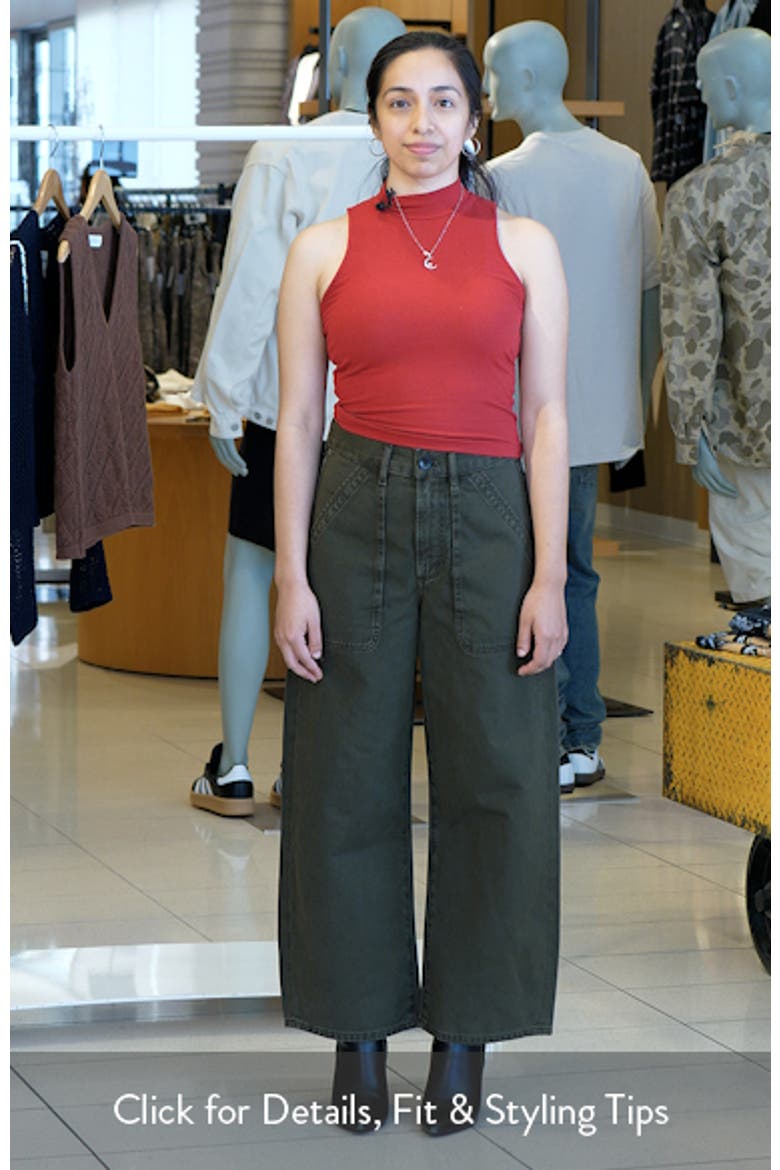 Ayla High Waist Crop Wide Leg Twill Utility Pants video