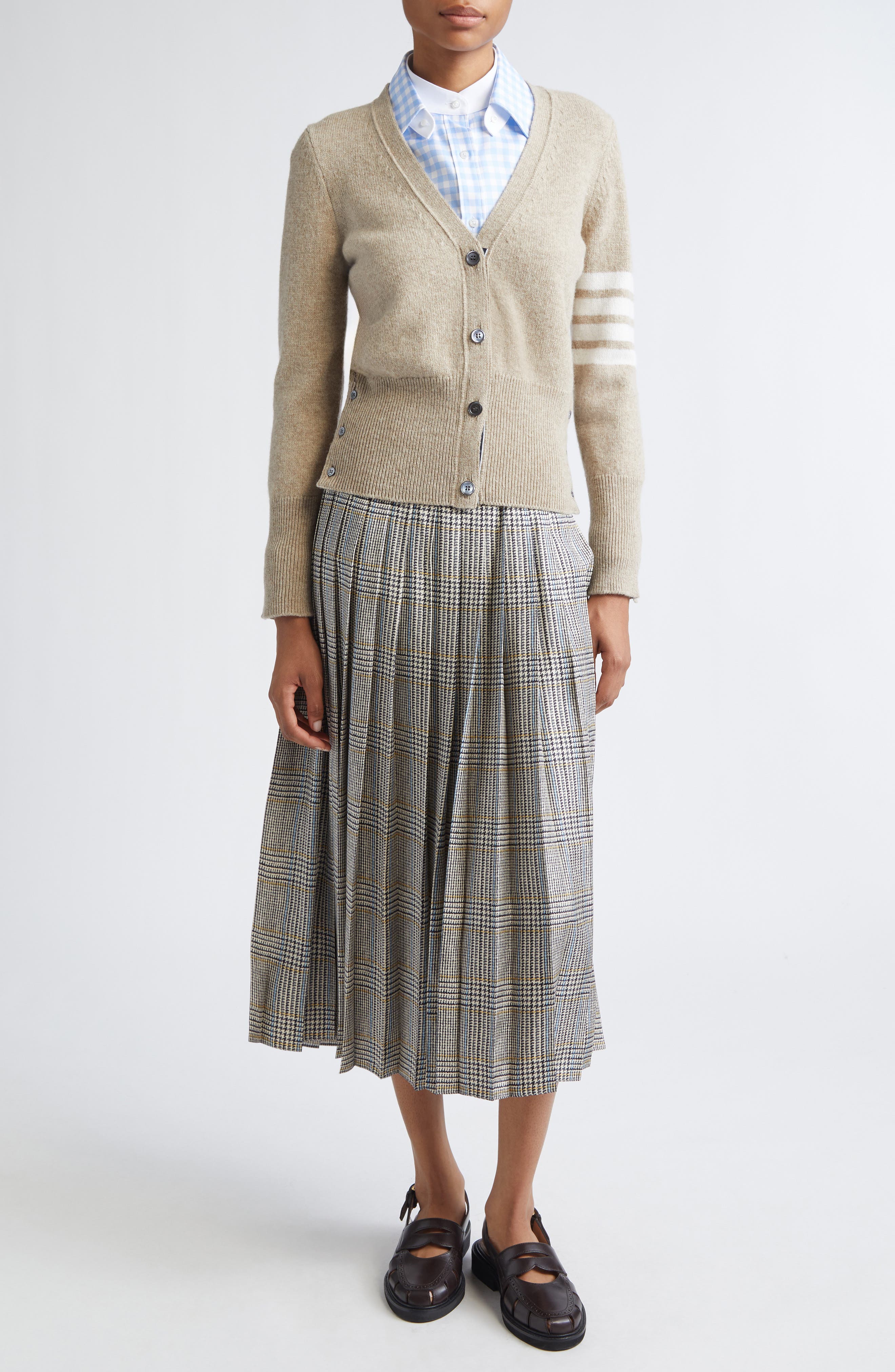 Classic 4-Bar Jersey Stitch Wool Cardigan - image 2