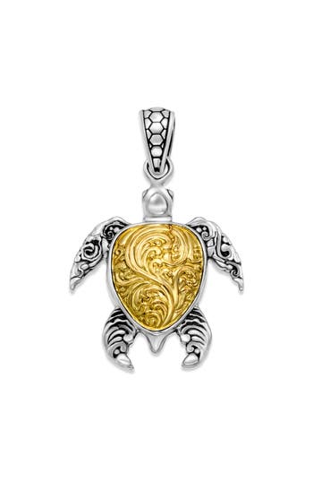 Samuel B. Sterling Silver & 18k Gold Turtle Pendant In Multi