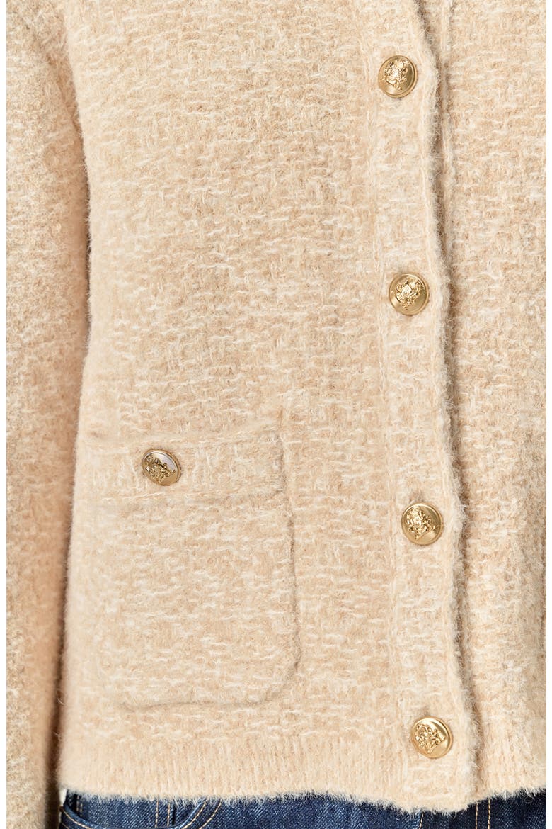 Textured Cardigan, Alternate, color, TAN/ WHITE